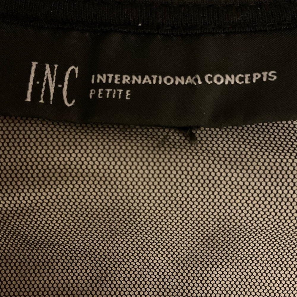INC Black Mesh Velvet Appliqué See Through Top Blouse. Petite,Vintage,Y2K, Goth - Picture 15 of 15